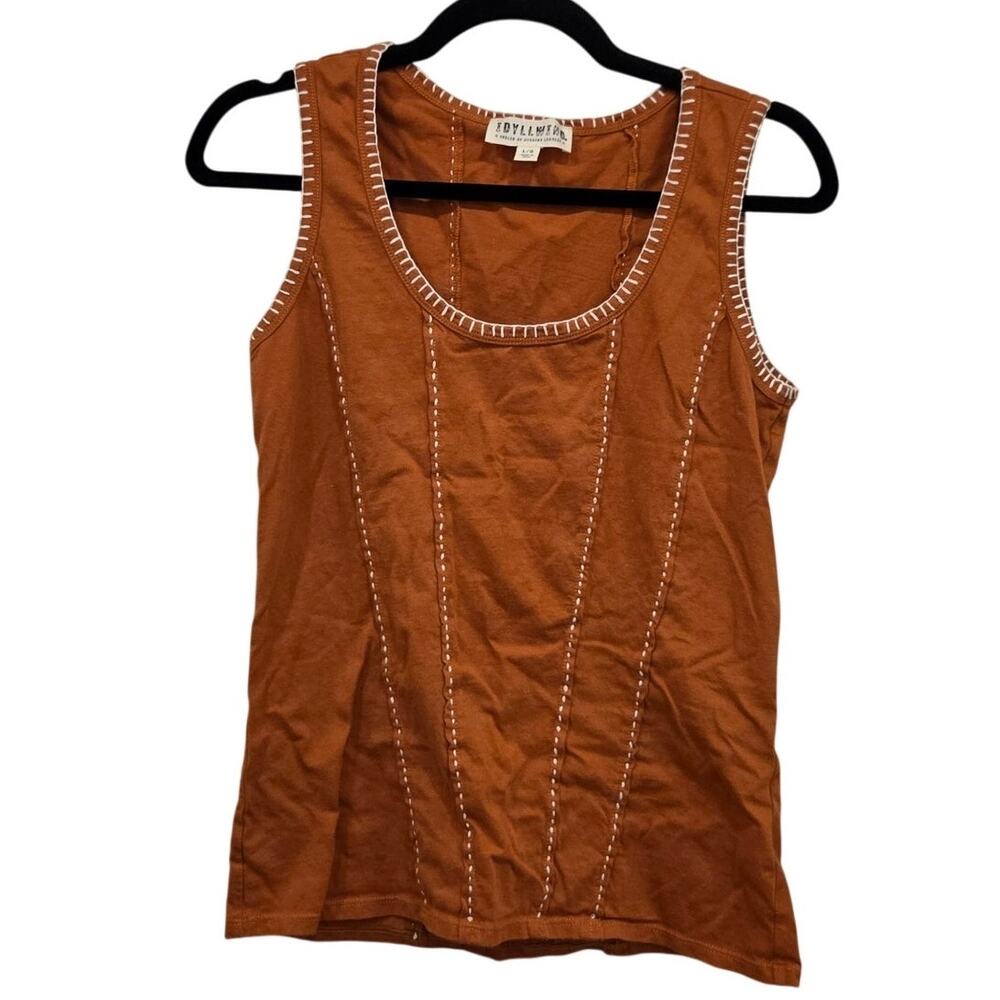 Idyllwind Miranda Lambert Western Contrast Stitch Tank Top Orange Womens Size L